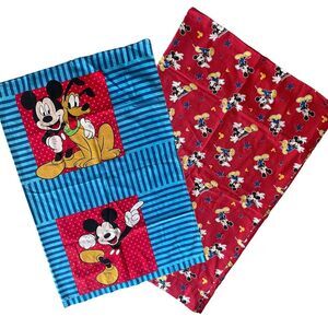 Mickey Disney pillow case set vintage color block Pluto Queen‎ standard red blue